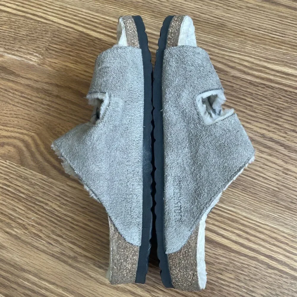 Birkenstock Arizona Shearling Sandals Women's 39 /US 8 Stone Coin/Natural